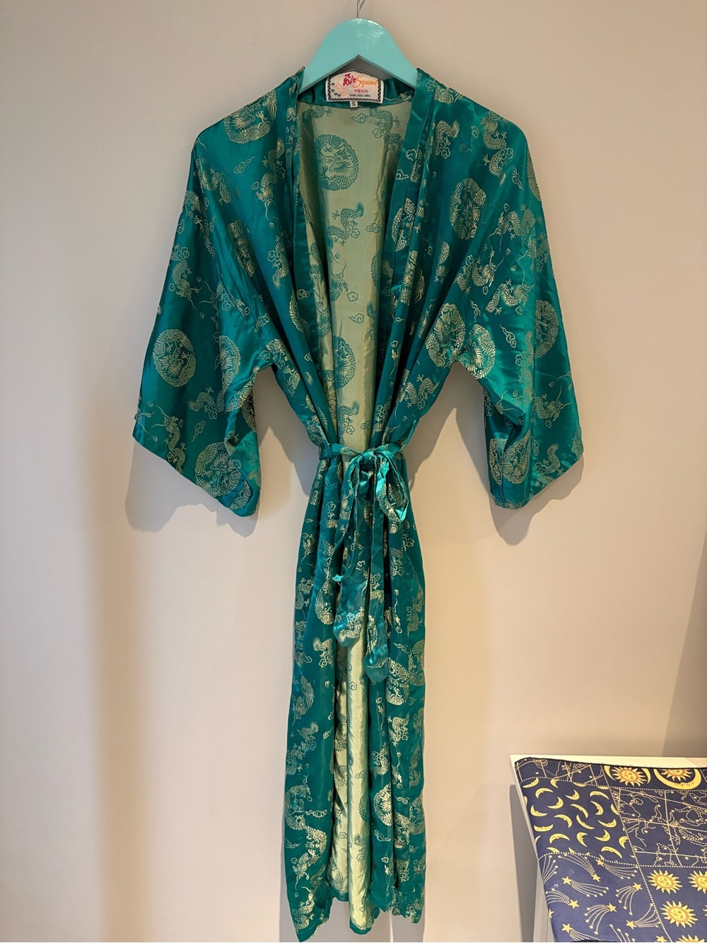 Vintage Green Silk Robe/Kimono with Dragons